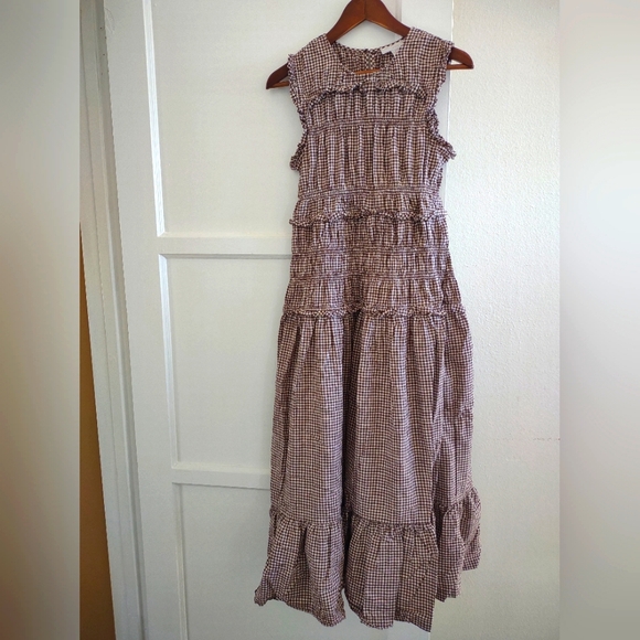 Caroline Constas Brown Checkered Maxi Dress - Picture 1 of 7